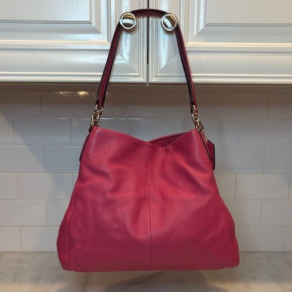 Coach Madison Pebbled Leather Phoebe Hobo Shoulder Bag HTF - Picture 1 of 16